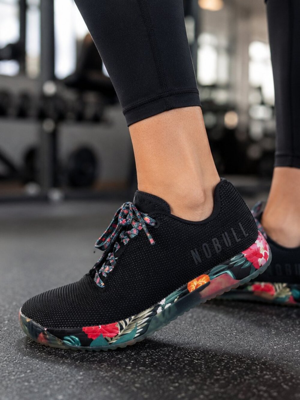 NOBULL Floral Tropical Trainer Sneakers Women's Size 10 Black Cross Training Sho